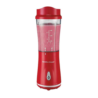 Hamilton Beach 51101RV Single Serve Smoothie Blender with Travel Cup & Lid, Red
