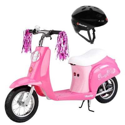 Razor Pocket Mod Miniature Euro 24V 250W Kids Toy Motor Powered Scooter & Helmet
