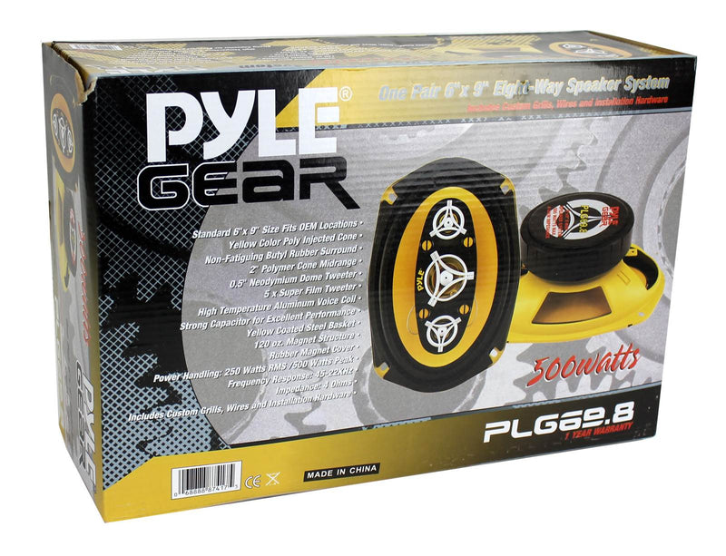 PYLE PLG69.8 6x9" 8-WAY 500w Car Audio Stereo Coaxial Speakers PLG698