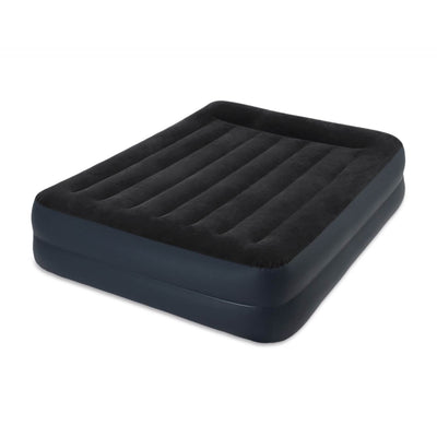 Intex Pillow Rest Air Mattress Bed w/ Built In Pump, Queen & 120V Cordless Pump
