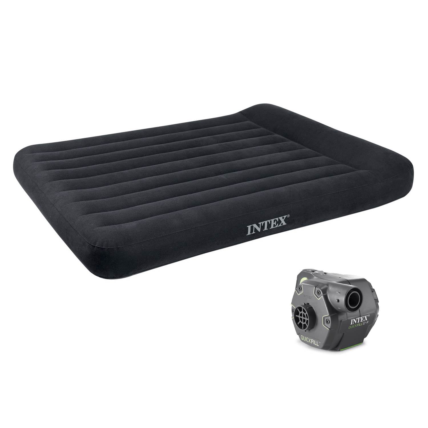 Intex Classic Dura Beam Air Mattress Bed w/ Built In Pump, Full & Cordless Pump