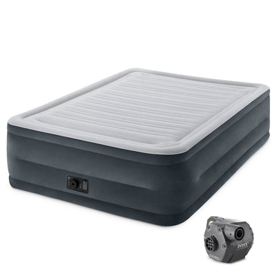 Intex Queen High Rise Airbed Air Mattress w/ Built In Pump & Cord Free Pump
