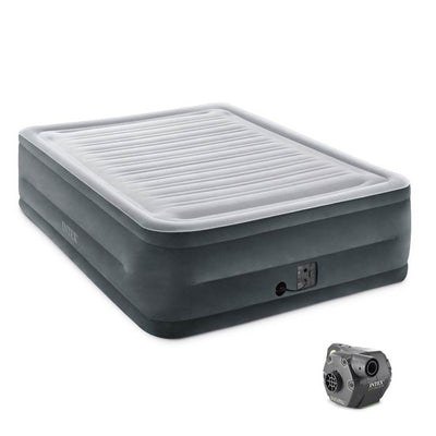 Intex Queen Comfort High Rise Airbed Mattress w/ Built In Pump & Cordless Pump