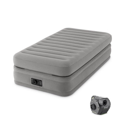 Intex Twin Prime Comfort Elevated Air Mattress w/ Built In Pump & Cordless Pump