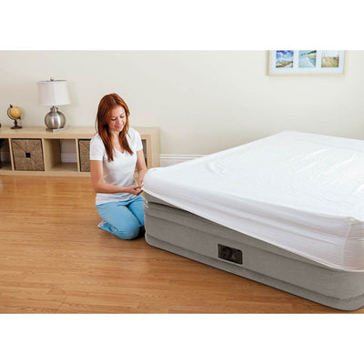 Intex Queen Prime Comfort Elevated Air Mattress w/ Built In Pump & Cordless Pump