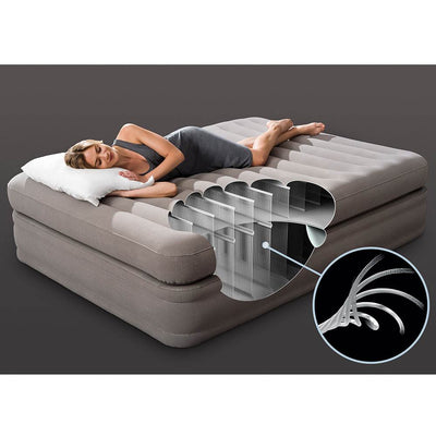 Intex Queen Prime Comfort Elevated Air Mattress w/ Built In Pump & Cordless Pump