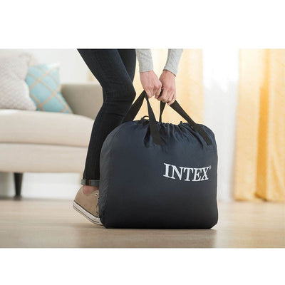 Intex Queen Prime Comfort Elevated Air Mattress w/ Built In Pump & Cordless Pump
