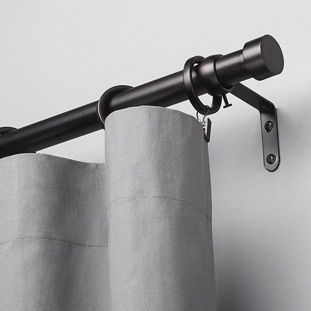 Umbra Cappa 1 Inch Adjustable 66 to 120 Inch Curtain Rod, Black (Open Box) - VMInnovations