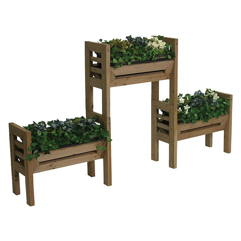Algreen Stack'n Garden 3 Tier Wooden Indoor/Outdoor Modular Planters (Used)