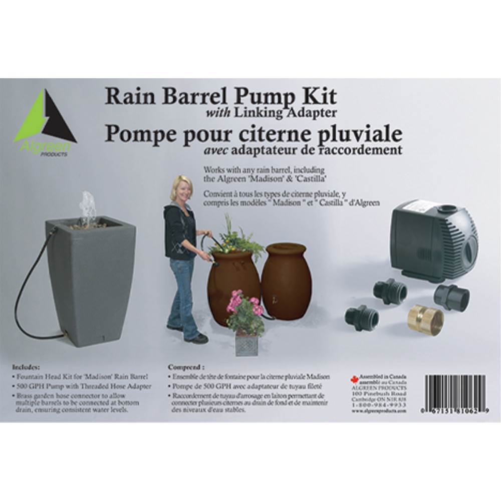 Algreen Rain Water Collection Barrel Drum 500GPH Garden Watering System Pump