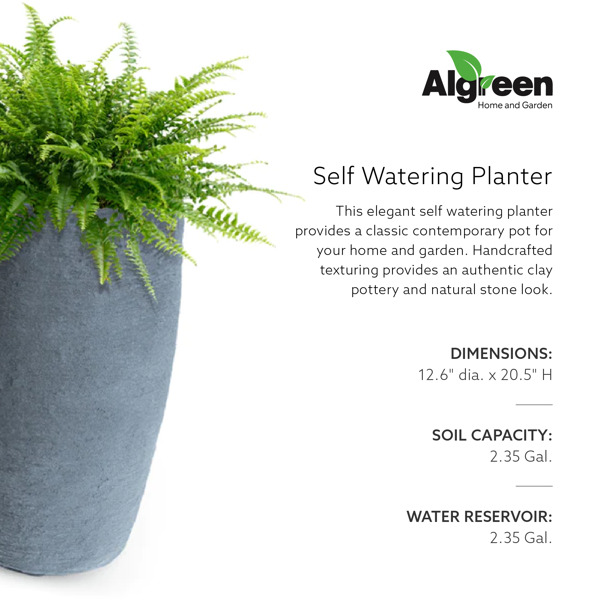Algreen Athena 20.5" x 12.6" Self Watering Plastic Planter (Open Box) (2 Pack) - VMInnovations
