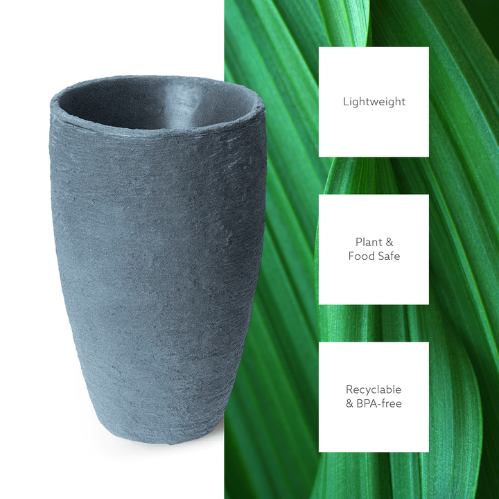 Algreen Products 87303 Athena 20.5" Self-Watering Flower Pot & Planter, Charcoal - VMInnovations