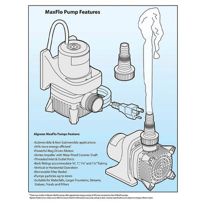 Algreen Products ALG-91201 MaxFlo 1200 Gallon Per Hour Pond & Waterfall Pump