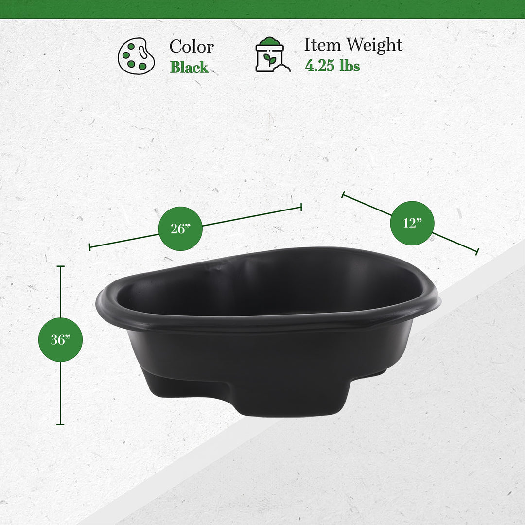 Algreen Avonlea Rigid Preformed 33 Gallon Plant Safe Pond Liner, Black (Used)