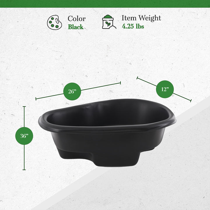 Algreen Avonlea Rigid Preformed 33 Gallon Plant Safe Pond Liner, Black (Used)