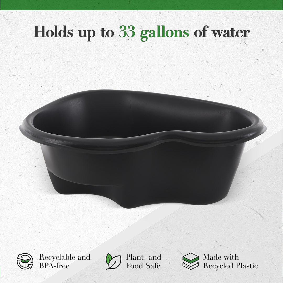 Algreen Avonlea Rigid Preformed 33 Gallon Plant Safe Pond Liner, Black (Used)