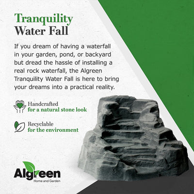 Algreen Tranquility Preformed Water Garden Pond Waterfall, Charcoalstone (Used) - VMInnovations