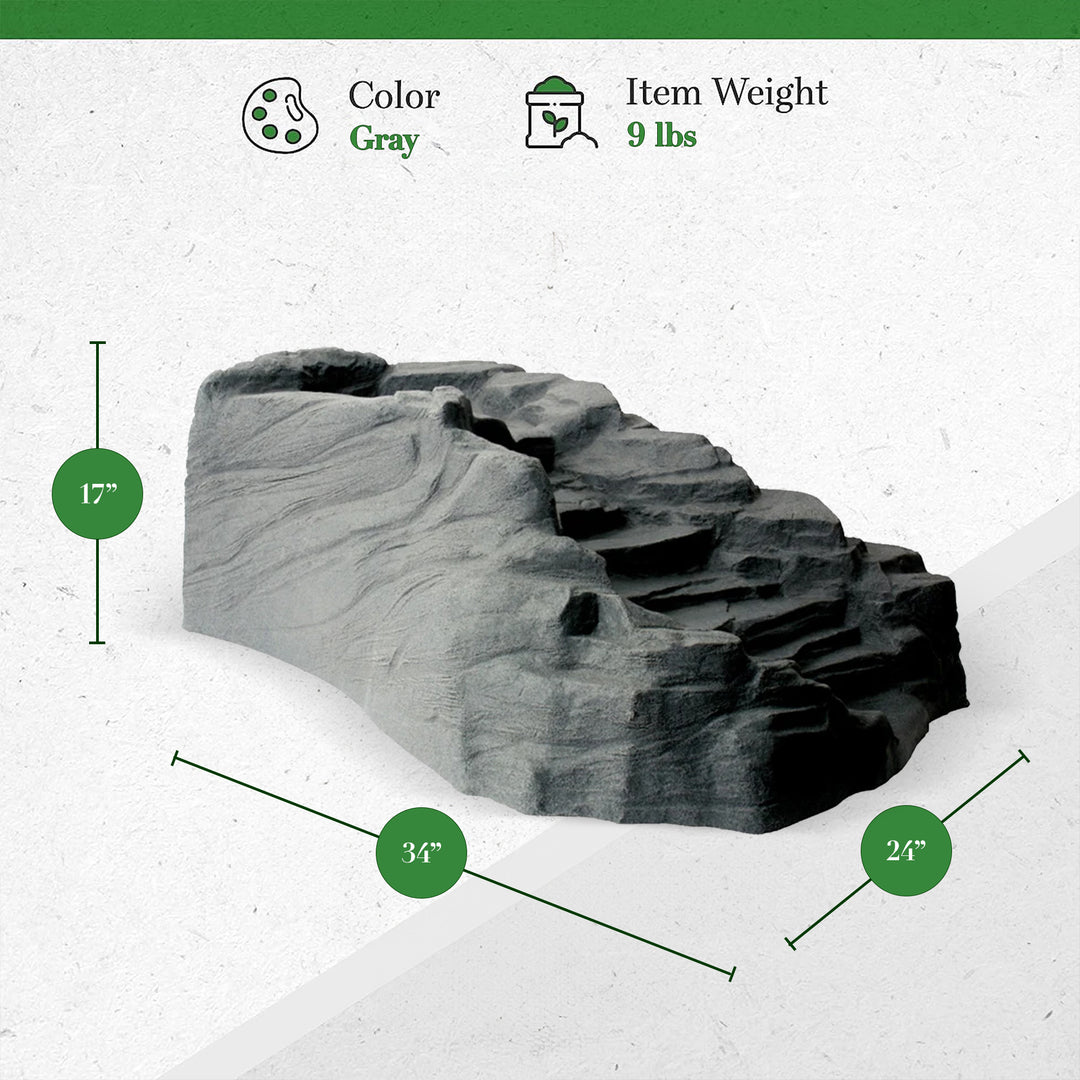 Algreen Tranquility Preformed Water Garden Pond Waterfall, Charcoalstone (Used) - VMInnovations