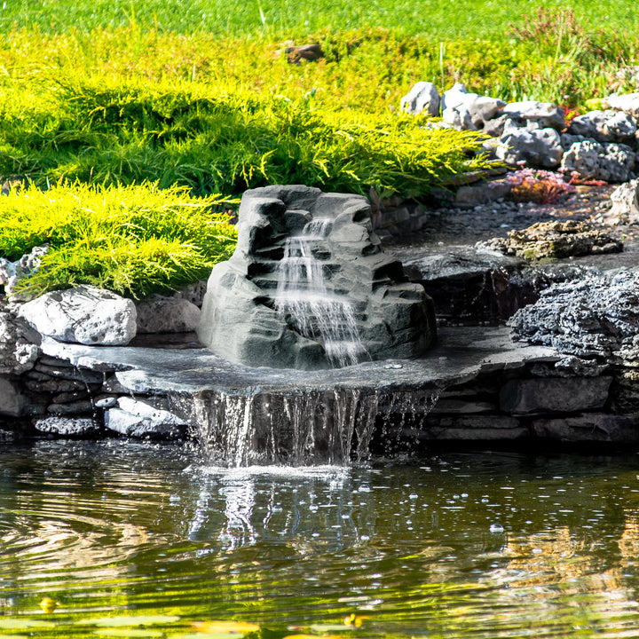 Algreen Tranquility Preformed Water Garden Pond Waterfall, Charcoalstone (Used) - VMInnovations