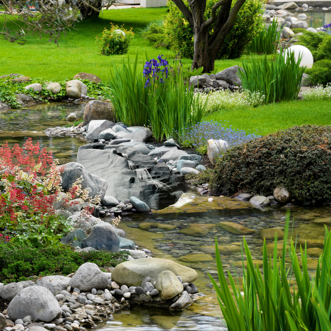 Algreen Tranquility Preformed Water Garden Pond Waterfall, Charcoalstone (Used) - VMInnovations