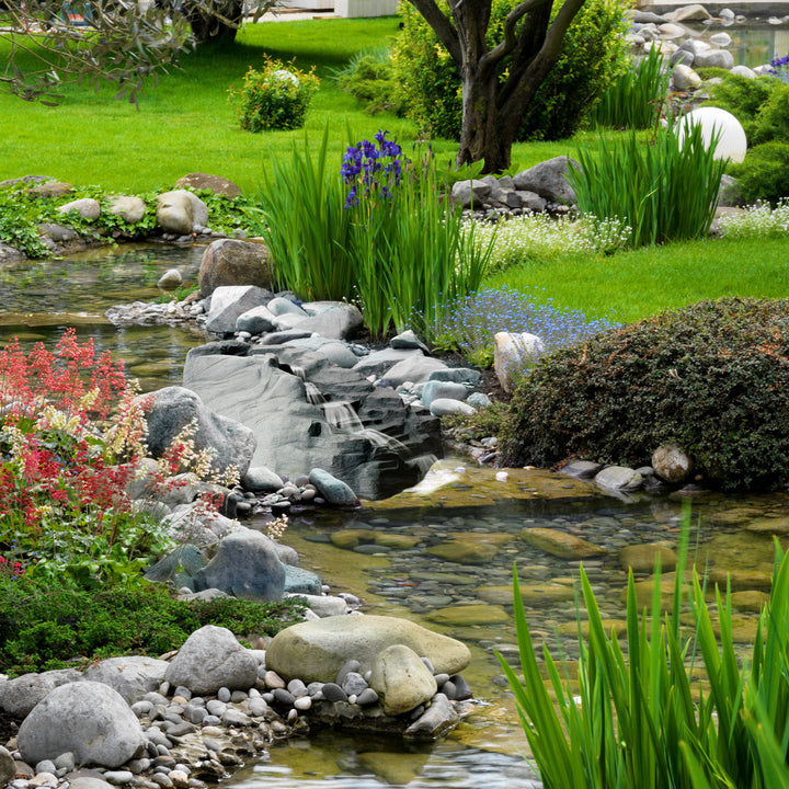 Algreen Tranquility Preformed Water Garden Pond Waterfall, Charcoalstone (Used) - VMInnovations