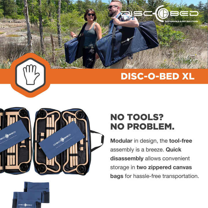 Disc-O-Bed XL Cam-O-Bunk Bunked Organizers Double Camping Cot, Navy Blue (Used) - VMInnovations