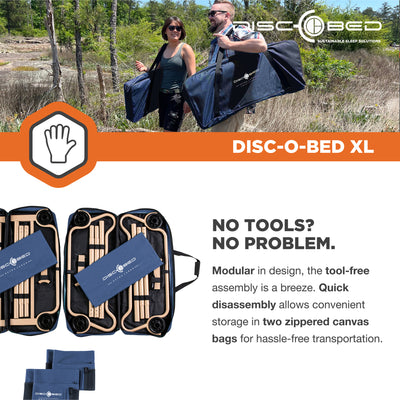 Disc-O-Bed XL Cam-O-Bunk Bunked Organizers Double Camping Cot, Navy Blue (Used) - VMInnovations