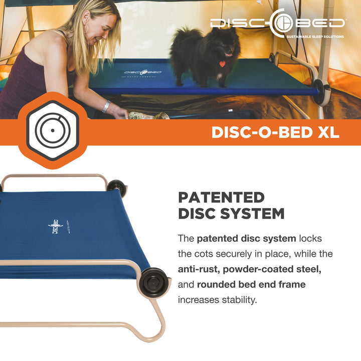 Disc-O-Bed XL Cam-O-Bunk Bunked Organizers Double Camping Cot, Navy Blue (Used)