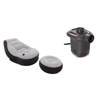 Intex Inflatable Ultra Lounge Chair And Ottoman and 12-Volt Electric Air Pump