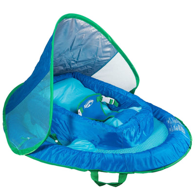 SwimWays Inflatable Baby Spring Swimming Pool Float with Canopy, Blue (Used)