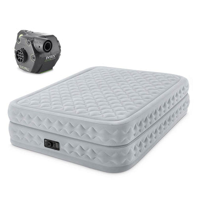 Intex Queen Supreme Air Flow Airbed Mattress w/ Cordless 120V Electric Air Pump