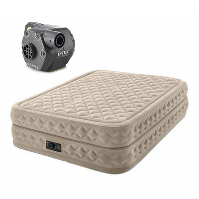 Intex Queen 20 Inch DuraBeam Airbed Mattress and Cordless Electric Air Pump