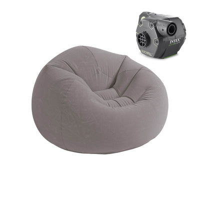 Intex Inflatable Contoured Bag Lounge Chair, Grey and Intex Electric Air Pump