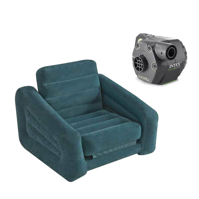Intex Inflatable Chair and Pull-Out Mattress with Cordless Electric Air Pump