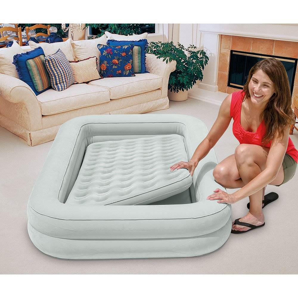 Intex Kidz Camping Travel Air Mattress w/Pump &120 Volt Electric Air Bed Pump