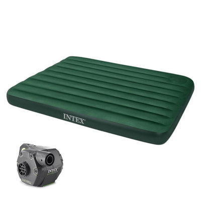 Intex Downy Queen Camping Mattress w/ Pump & 120V Rechargeable Electric Pump