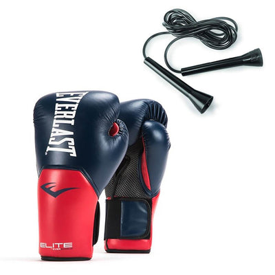 Everlast Elite Pro Style 14 Oz Leather Training Boxing Gloves & 11 Ft Jump Rope