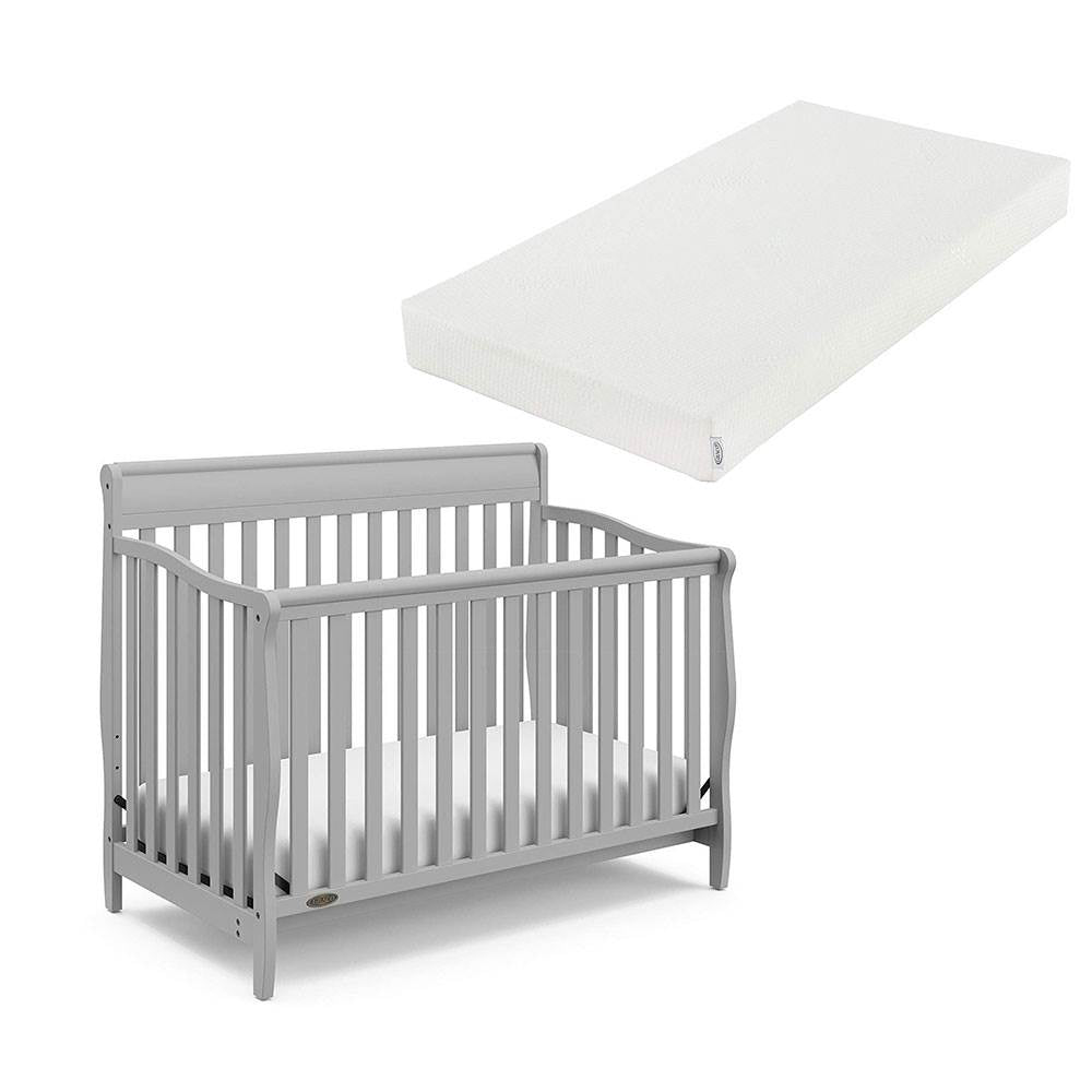 Graco Stanton 4 in 1 Convertible Crib in Pebble Gray with Natural Foam Mattress