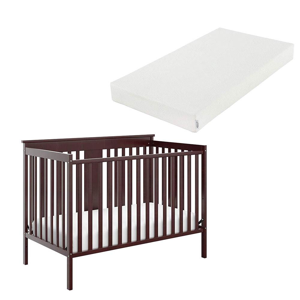 Storkcraft Mission Ridge Convertible Crib in Espresso with Organic Foam Mattress