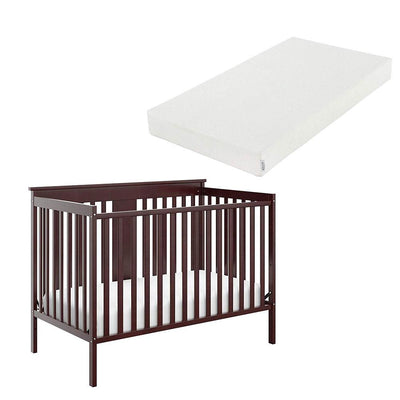 Storkcraft Mission Ridge Convertible Crib in Espresso with Organic Foam Mattress