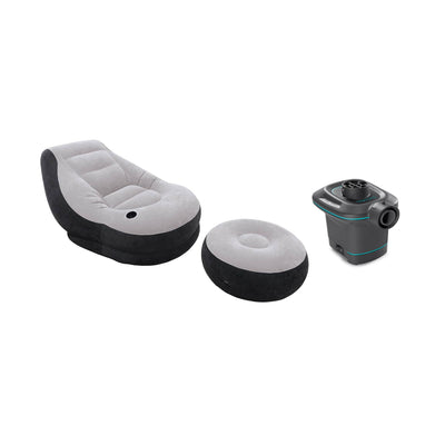 Intex 120V AC Electric Air Pump & Inflatable Ultra Lounge Chair And Ottoman Set - VMInnovations