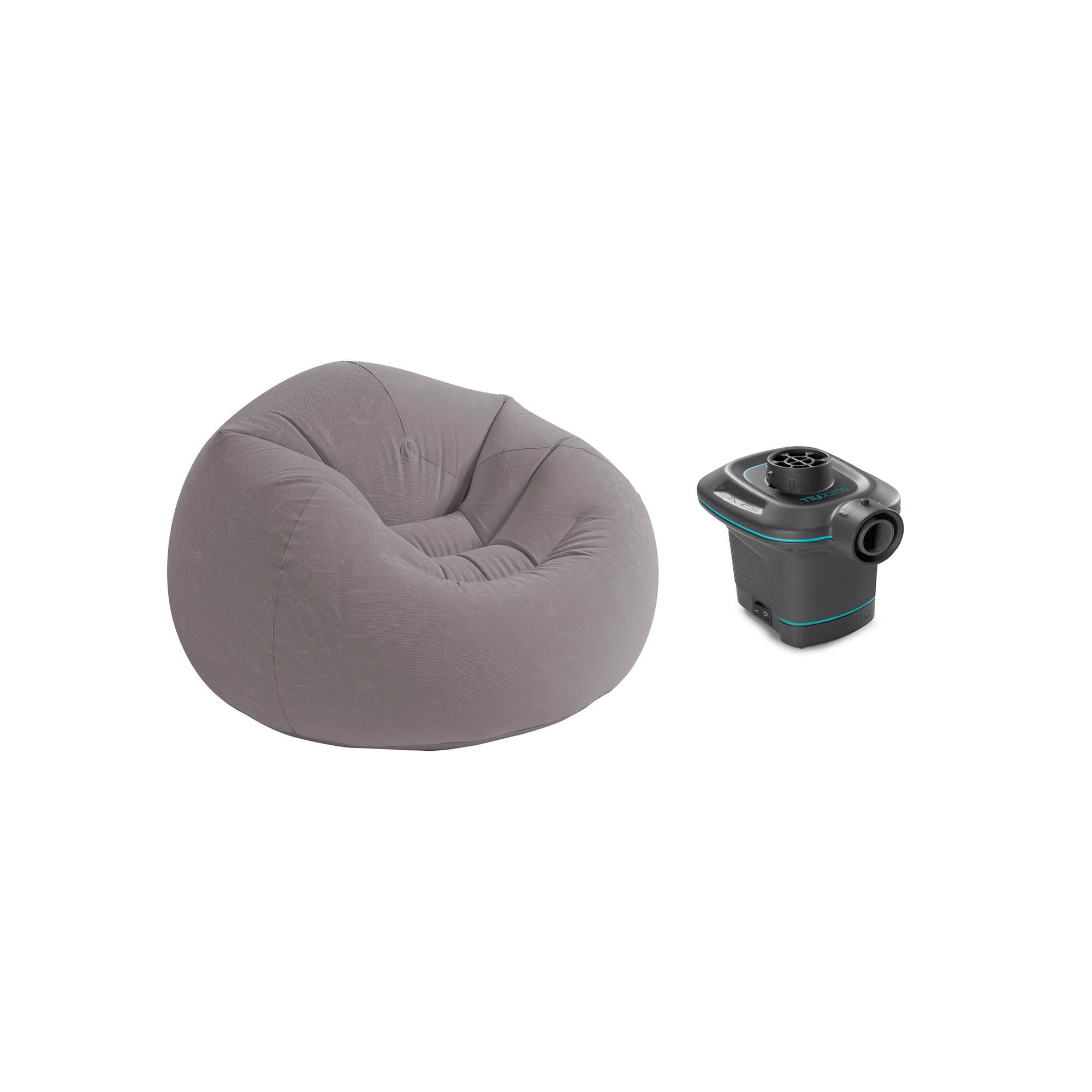Intex 120V AC Electric Air Pump & Inflatable Corduroy Beanless Bag Lounge Chair - VMInnovations