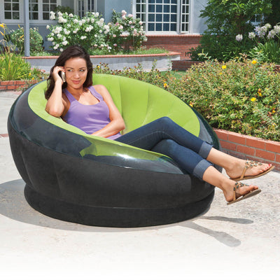 Intex Empire Lime Green Inflatable Blow Up Lounge Dorm Camping Chair & Air Pump - VMInnovations