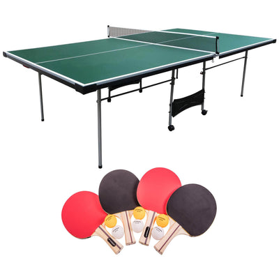 Lancaster 4 Piece Official Size Table Tennis Table w/ 4 Rackets and 6 Balls