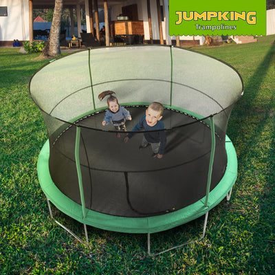 JumpKing JK1418C2 14 Foot Padded Enclosed Round Trampoline with G3 Poles, Green - VMInnovations