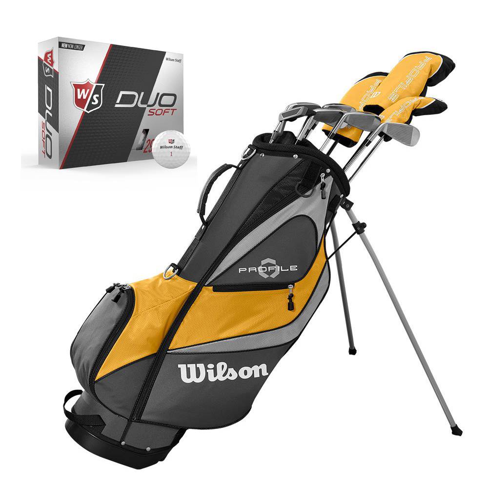 Wilson Profile XD Mens LH Flex Graphite Steel Golf Club Stand Bag Set and Balls