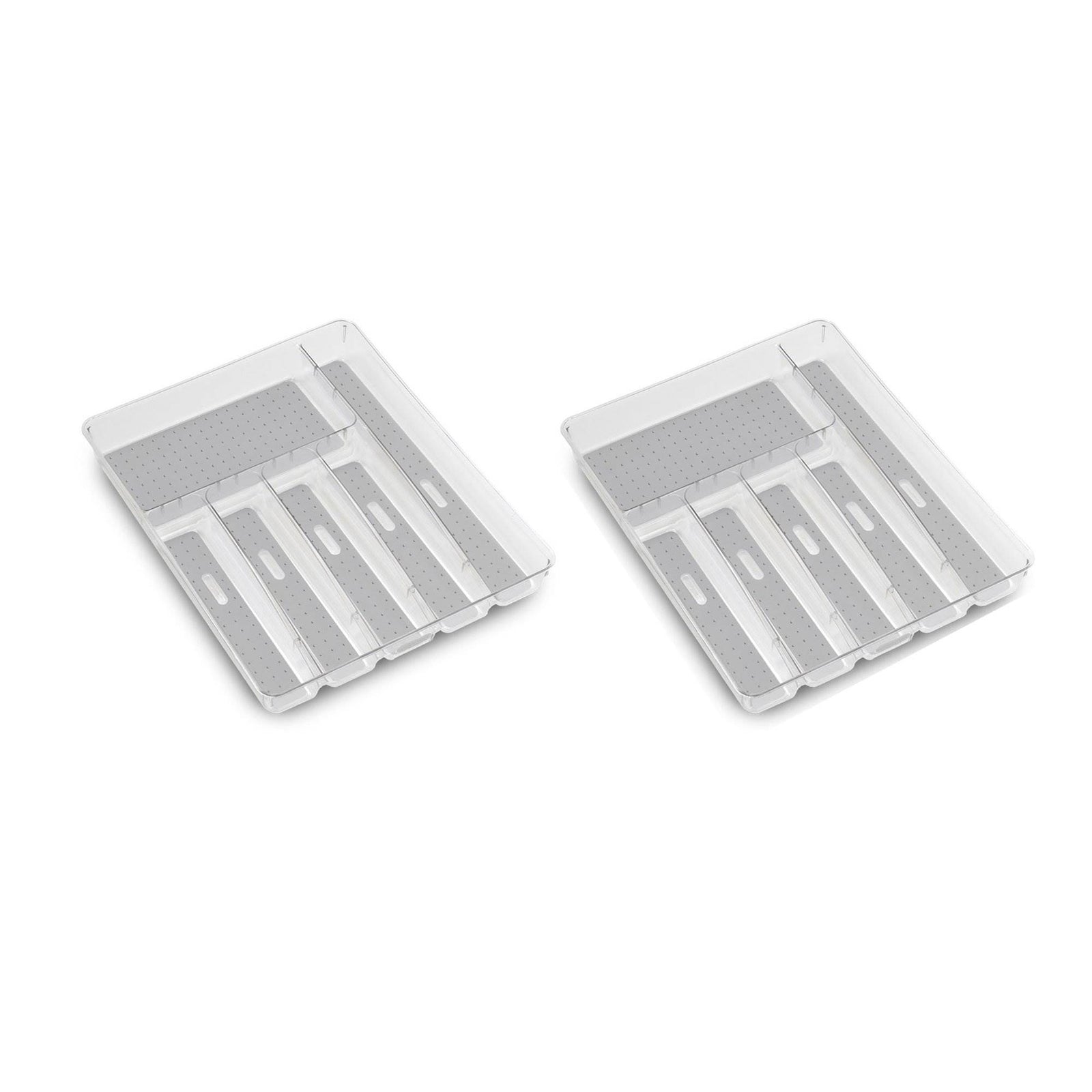 MadeSmart Clear Large Kitchen Silverware Tray Drawer Organizer, White (2 Pack) - VMInnovations