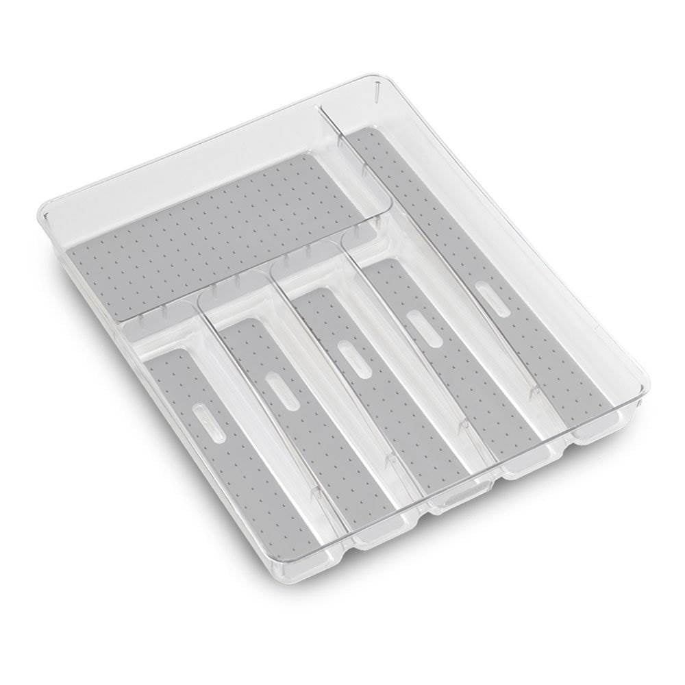 MadeSmart Clear Large Kitchen Silverware Tray Drawer Organizer, White (2 Pack) - VMInnovations