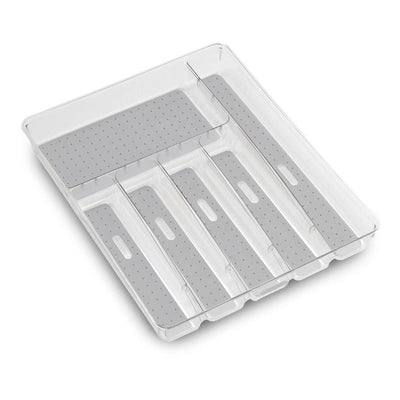 MadeSmart Clear Large Kitchen Silverware Tray Drawer Organizer, White (2 Pack) - VMInnovations