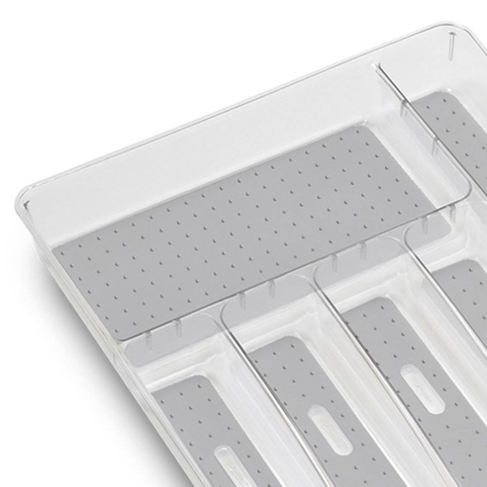 MadeSmart Clear Large Kitchen Silverware Tray Drawer Organizer, White (2 Pack) - VMInnovations